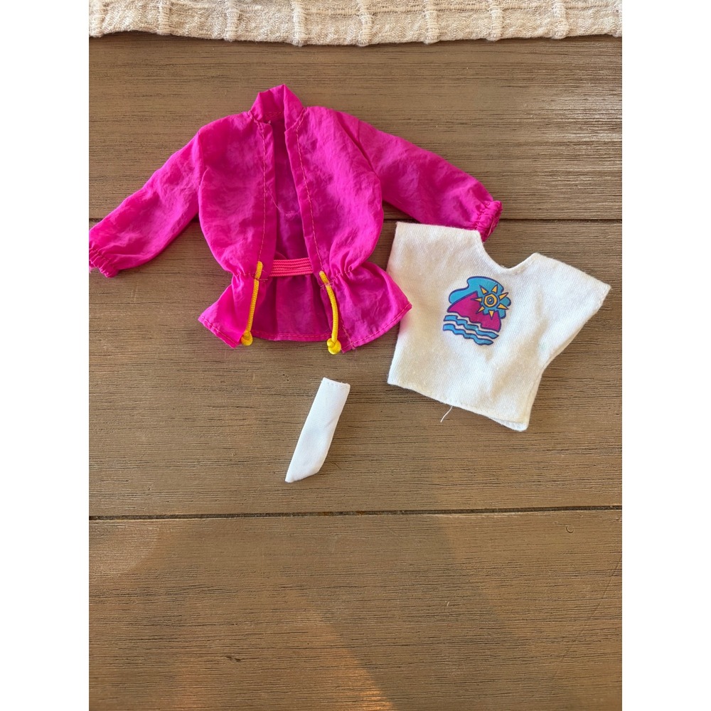 vintage 1993 Mattel Camp Barbie doll clothes hot pink windbreaker jacket shirt